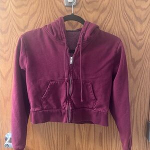 Brandy Melville Burgundy Hoodie with Zipper